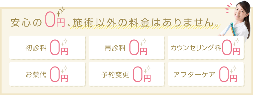 脱毛施術以外の料金はありません。